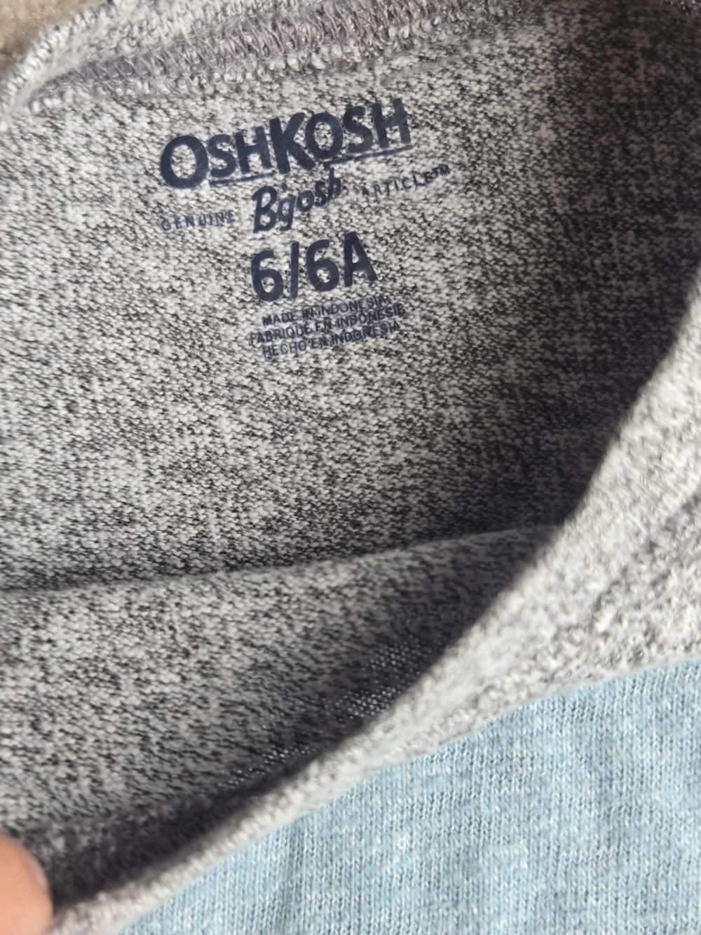 OshKosh B'gosh Long Sleeve Colorblock Tee in Light Blue, Navy & Gray